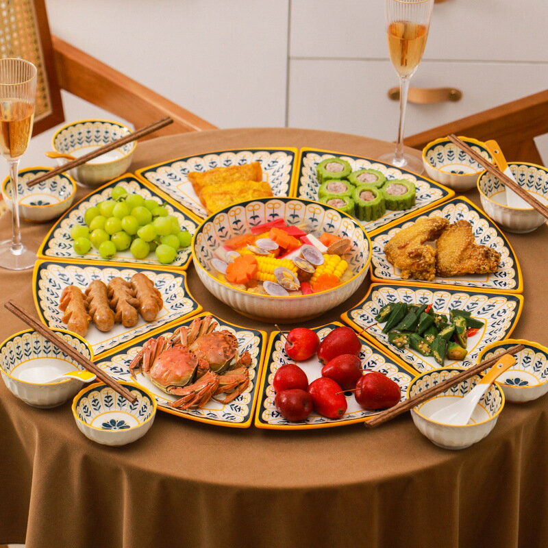 陶瓷拼盤餐具組合套裝家用過年夜飯團圓聚餐2024新款圓桌盤子碗碟「限時特惠」