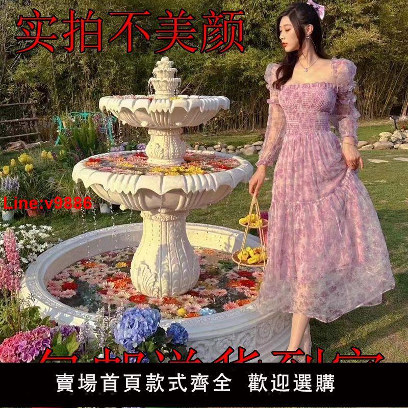 【臺灣公司 超低價】大型歐式流水噴泉客廳雕塑戶外假山魚池庭院水景花園裝飾落地擺件