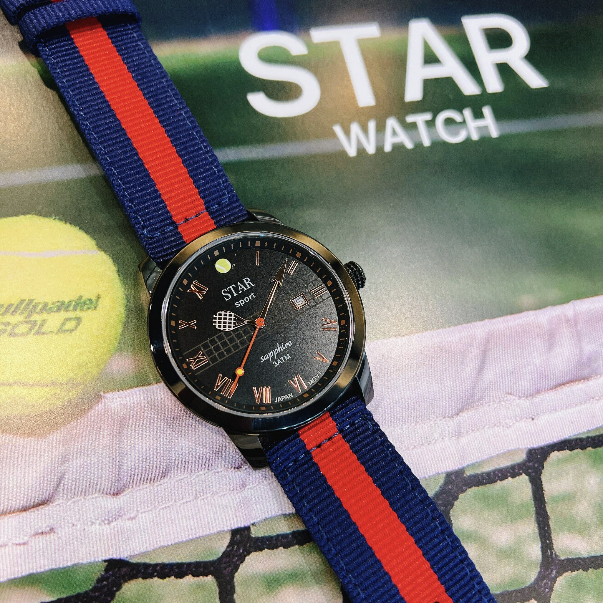 STAR時代錶 ST-001B 限量網球撞色運動時尚潮流腕錶 藍X紅 42mm｜樂天全館特惠中★指定刷卡回饋10%