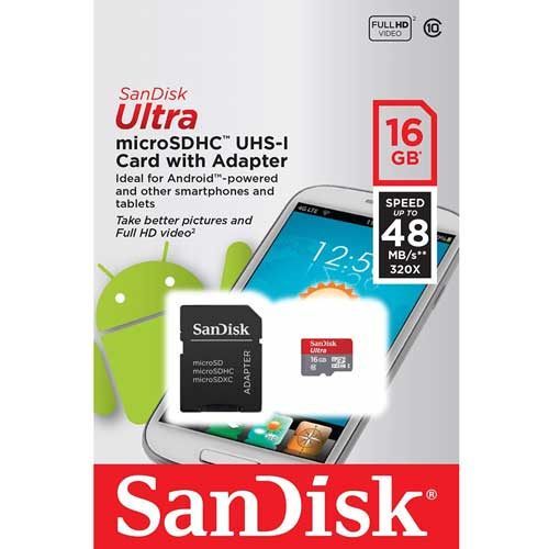 [NOVA成功3C]SanDisk Ultra microSDHC 16GB 48MB/s 16G UHS-I CL10 記憶卡附轉卡  喔!看呢來 1