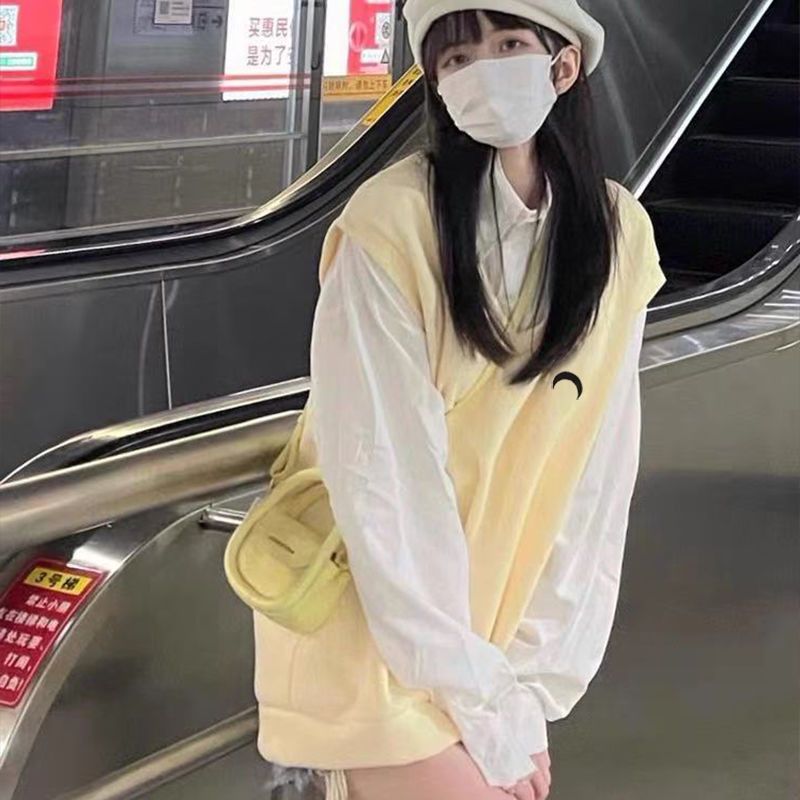 無袖衛衣女學院風韓版學生可愛百搭潮流V領馬甲女外套潮秋季新款