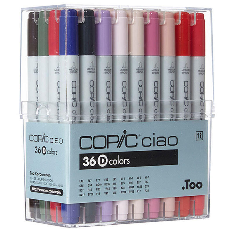 日本原裝進口COPIC Ciao 第三代圓桿麥克筆36 Color Set D 36色D色系36D