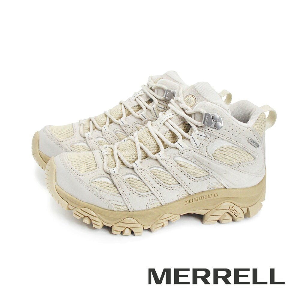 MERRELL(女)MOAB 3 MID WP防潑水中筒登山戶外健行鞋 女鞋-米白色
