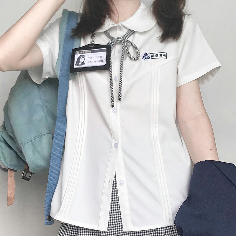 【現貨】栗子蜜jk制服襯衫夏季短袖日式設計感白色刺繡學生上衣