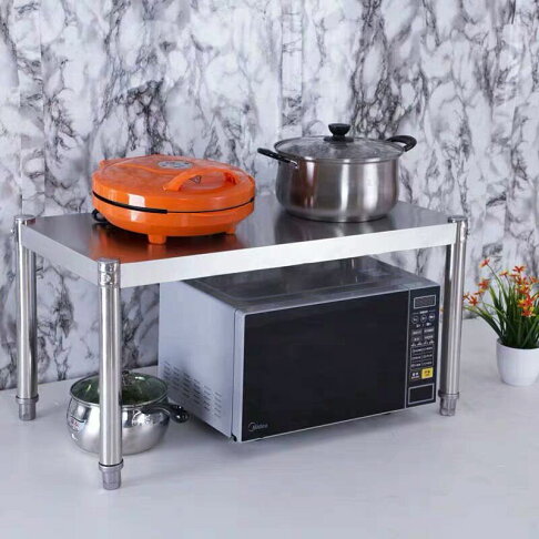 不銹鋼置物架一層微波爐烤箱架單層灶臺廚房臺面收納架子可定制 2