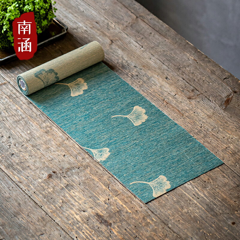 南涵彩繪新中式防水茶席禪意茶布纖維紙茶旗茶具配件日式茶桌旗