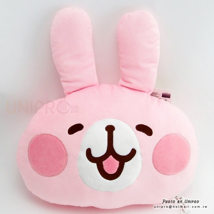 【UNIPRO】Kanahei 卡娜赫拉的小動物 粉紅兔兔 35公分 頭型抱枕 午安枕 Usagi 禮物 三貝多正版