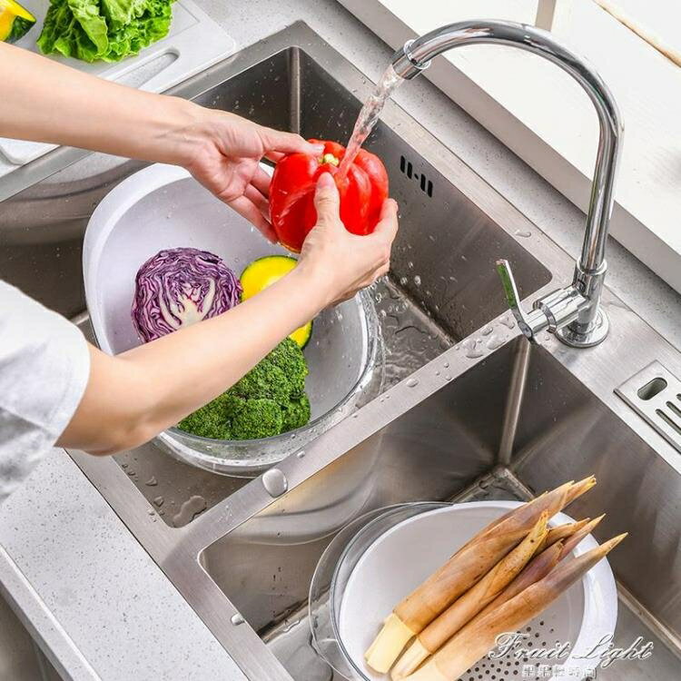 洗菜籃瀝水籃雙層大號客廳創意水果盤廚房用品塑料家用洗蔬菜盆子 全館免運