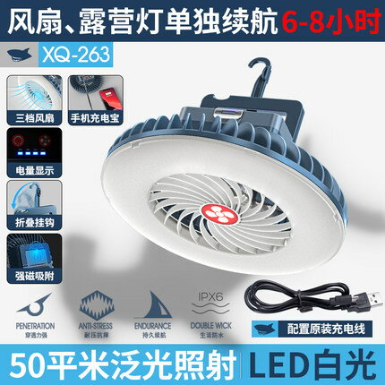 野營露營燈帳篷燈掛式超亮地攤營地強光燈LED可充電戶外用品裝備 吊扇燈 中秋節