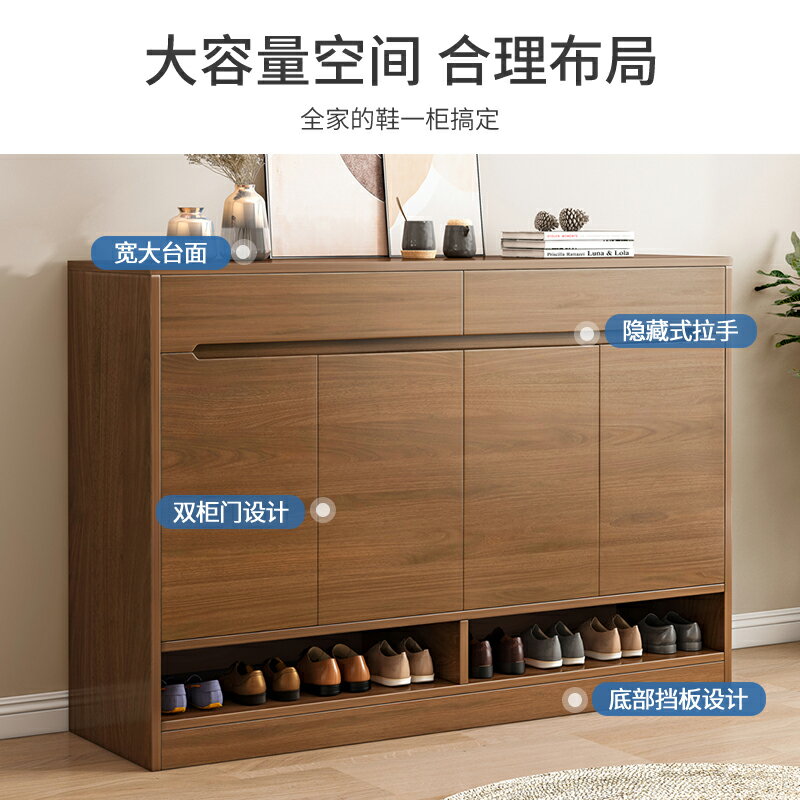 實木色鞋櫃家用門口小戶型陽臺儲物置物櫃入戶中式收納門廳玄關櫃