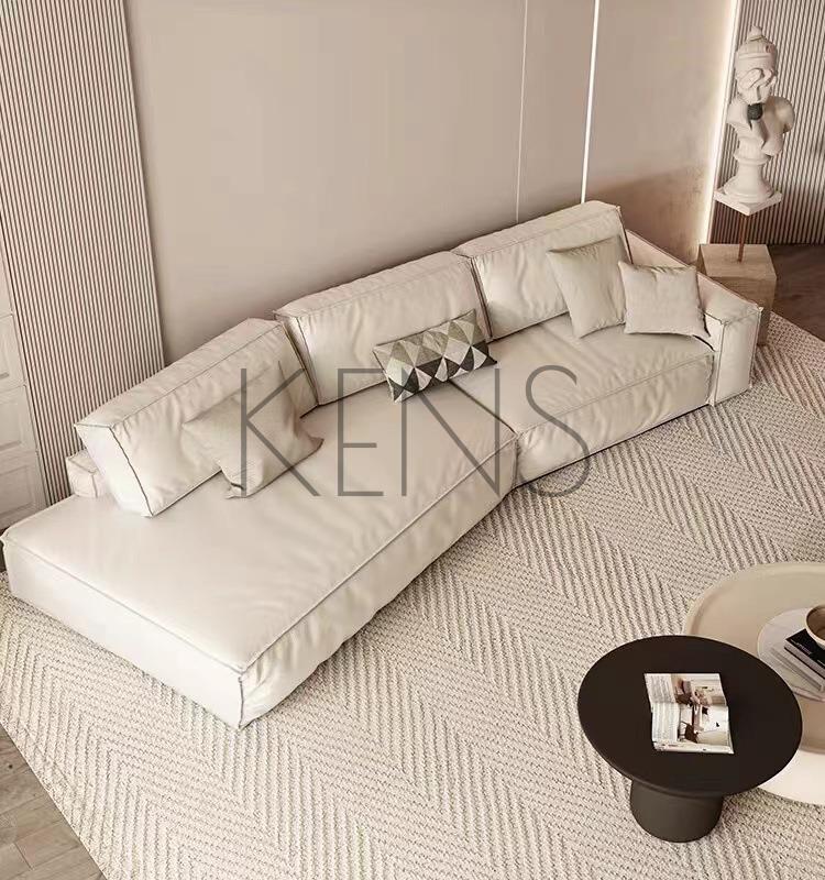 【KENS】沙發 沙發椅 意式極簡轉角布藝沙發大戶型客廳侘寂風奶油系異形科技布沙發斜角
