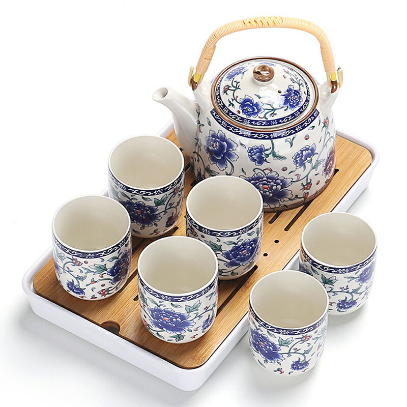 陶瓷茶壺大號中式提梁茶具套裝整套家用涼水壺功夫干泡茶盤