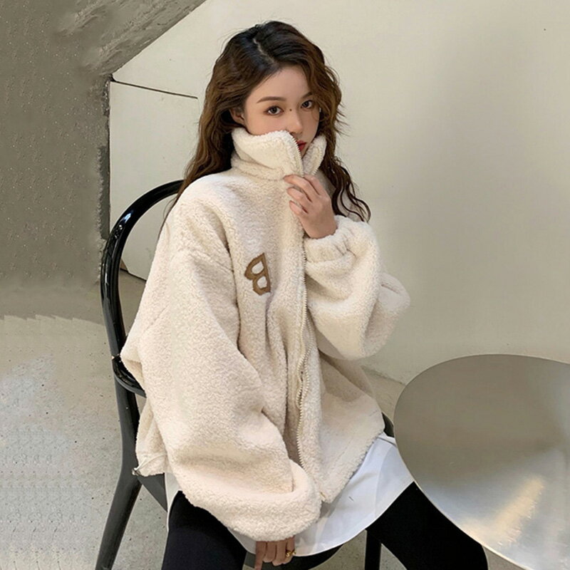 羊羔毛外套女冬短款搖粒絨2020年秋冬新款加絨加厚小個子寬松衛衣