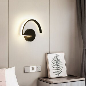 北歐簡約壁燈LED燈創意個性半圓扇子過道電視背景墻臥室床頭燈具【四季小屋】