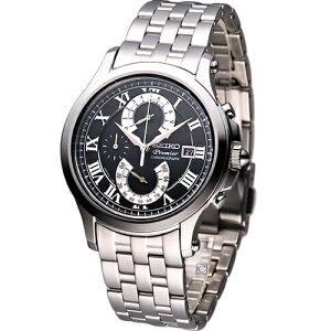 SEIKO 精工錶-指定商品-Premier系列 雙逆跳計時腕錶 7T85-0AC0D(SPC067J1)-40mm-黑面鋼帶【刷卡回饋 分期0利率】