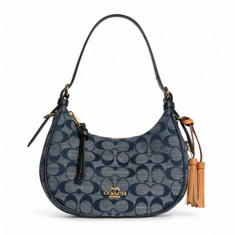 COACH 女士小號單肩斜跨包 斜背包藍色織物配皮 C8163 IMDEI  ~【 菲尼斯 國際精品 ★ APP下單天天10%點數回饋 】