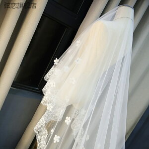 創意新娘頭紗婚紗新款韓式頭紗超長3米婚禮頭紗花朵蕾絲