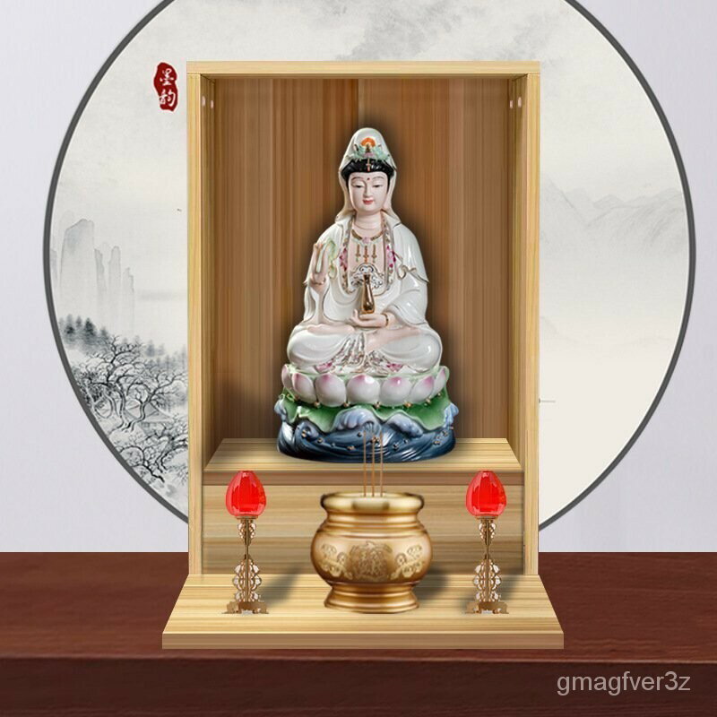 【免運】壁掛神桌 神明桌 神明櫃經濟型傢用燒香臺佛龕小型供桌壁掛式神臺神龕帶門觀音櫃