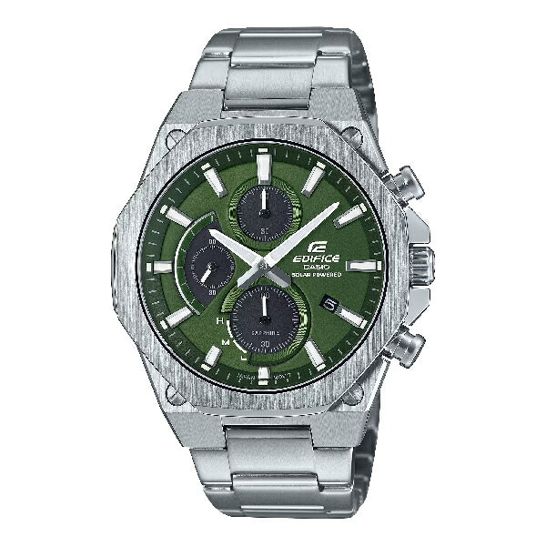 CASIO卡西歐 EDIFICE EFS-S570D-3A 八角形輕薄太陽能計時指標錶 綠面 44mm ｜樂天全館特惠中★指定刷卡回饋10%