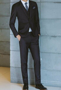 FINDSENSE品牌 韓國男 修身西裝 三件式西裝外套 成套西裝 西裝外套 外套+背心+褲子