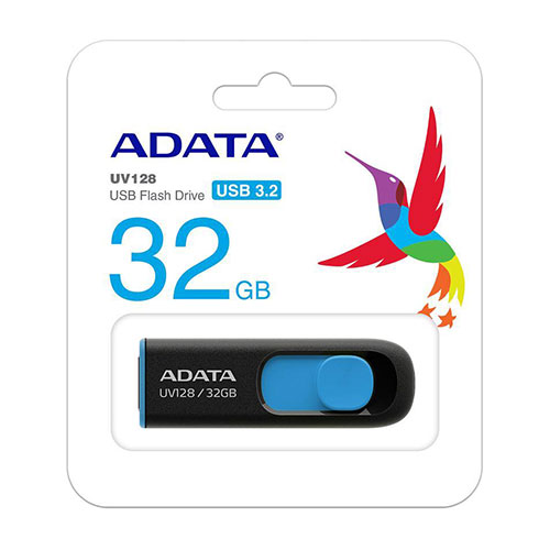 ADATA威剛 UV128 USB3.2 Gen1 32G 隨身碟-藍黑色【愛買】