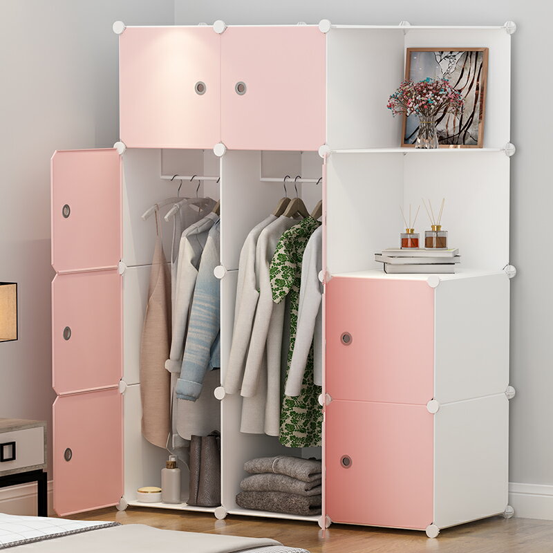 簡易兒童衣柜結實耐用家用臥室布衣柜出租房用全鋼架折疊組合衣櫥