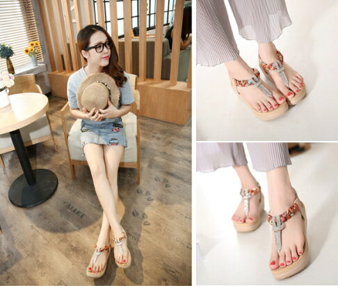 波西米亞民族風 專櫃品質 貼鑽夾腳涼鞋 夾腳 大尺碼涼鞋 平底拖鞋 人字拖鞋 夏季拖鞋 大尺碼鞋 0