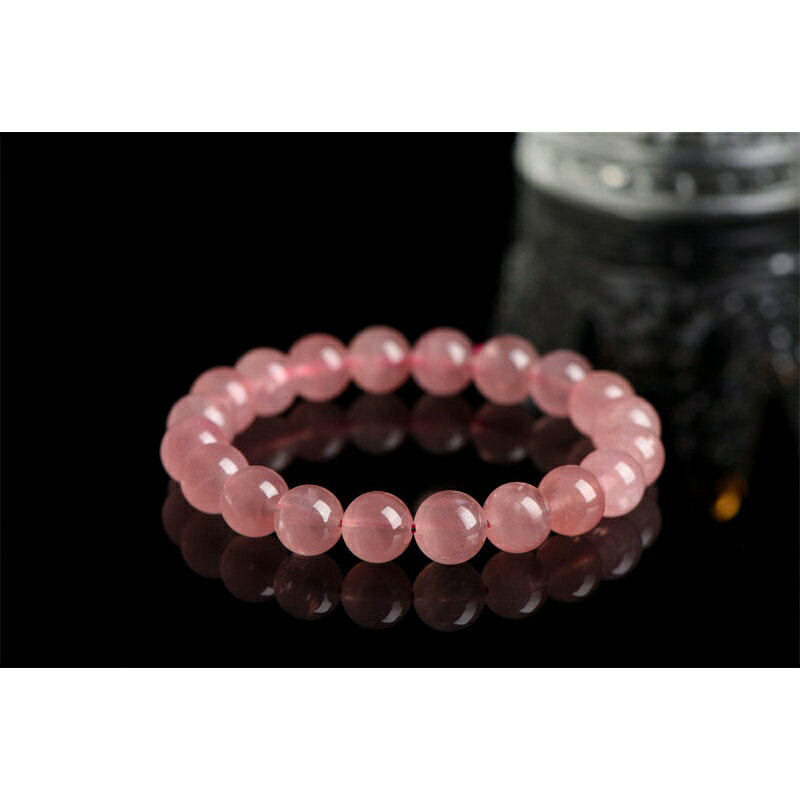 ISONA 7A級圓珠順髮絲天然馬粉水晶手鏈粉水晶手串珠水晶串珠水晶手鍊 8