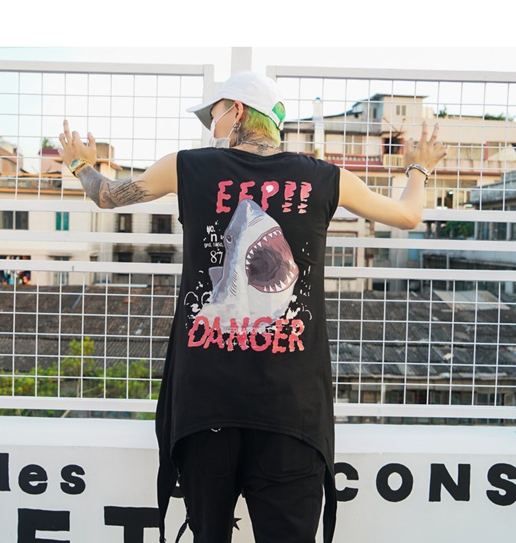 FINDSENSE H1 2018 夏季 新款 男 個性 斜下擺 原宿風 嘻哈 動物印花 寬鬆 背心 馬甲  獨家款