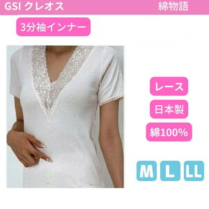 日本製 Gunze 郡是 GSI 棉物語 100% 純棉 三分袖 V領女內衣 女衛生衣 (2色)