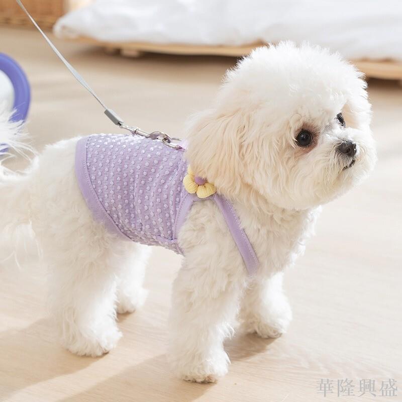 ✨韓版清新公主風立體小花牽引吊帶✨ 貓咪兩腳寵物 泰迪衣服 狗狗衣服 薄款背心 貓衣服 小狗背心 寵物防曬衣 防掉毛