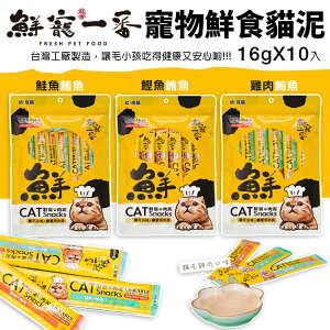 鮮寵一番 寵物鮮食貓泥 16gX10入 雞肉 鰹魚 鮭魚 鮪魚口味 台灣製造 貓肉泥『WANG』