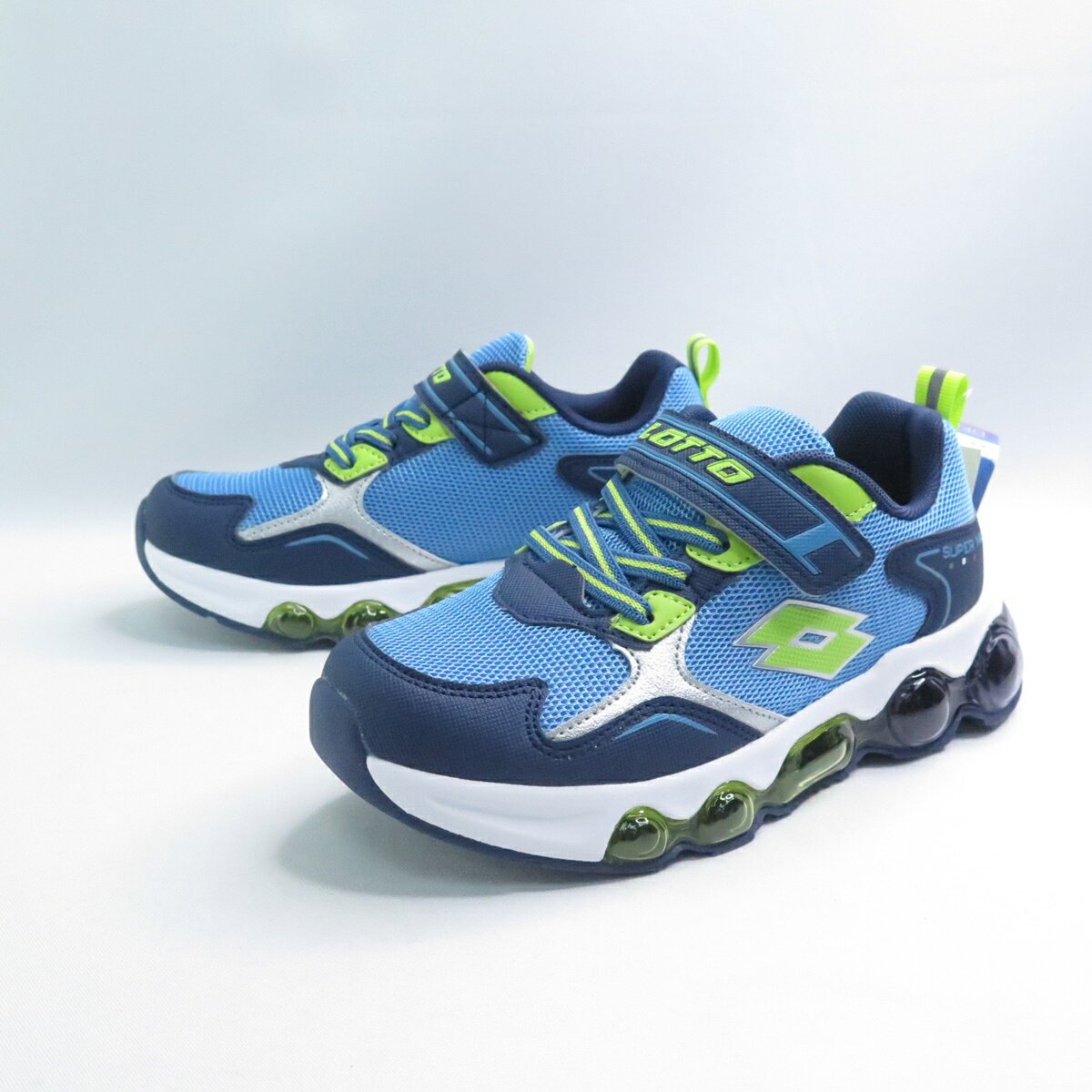 LOTTO LT4AKR8456 SUPER MAX 中大童 跑鞋 魔鬼氈 彈力氣墊 避震 活耀藍【iSport愛運動】