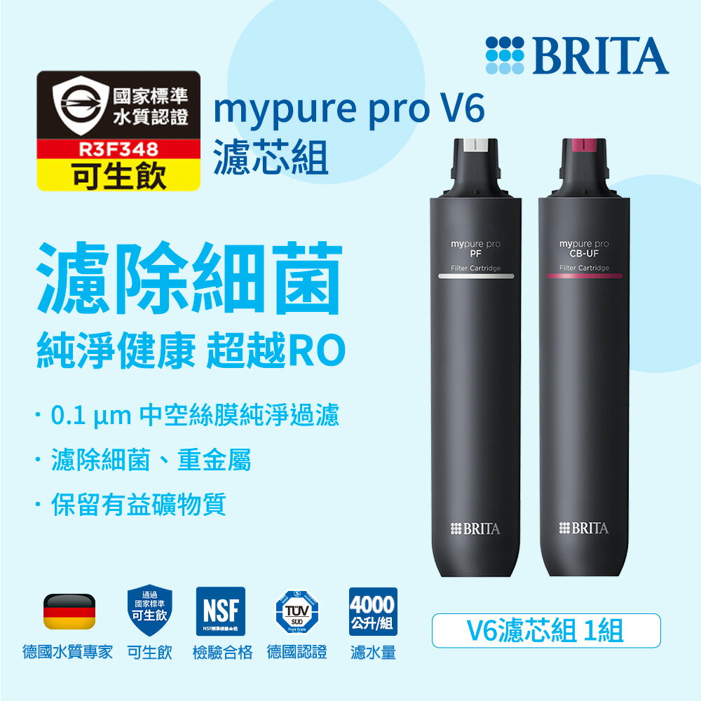 德國BRITA mypure pro V6專用濾心組 (前置濾心PF超濾CB-UF中空絲膜活性碳) 大大淨水