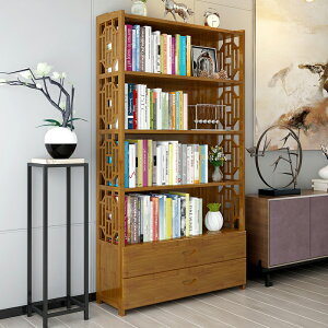 簡易書架置物架實木書櫥簡約現代組合書架落地兒童桌上用學生書柜