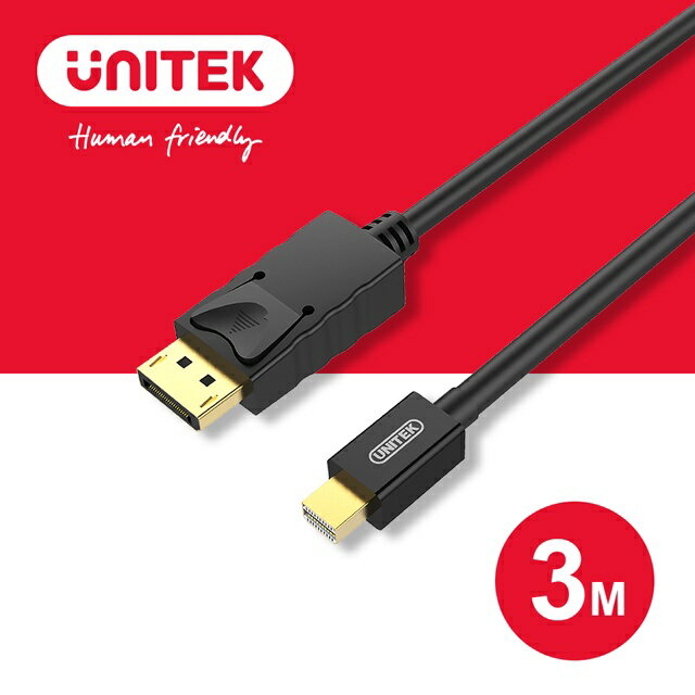 【樂天限定_滿499免運】UNITEK Mini DisplayPort to DisplayPort 1.2版傳輸線 3M (Y-C612BK)