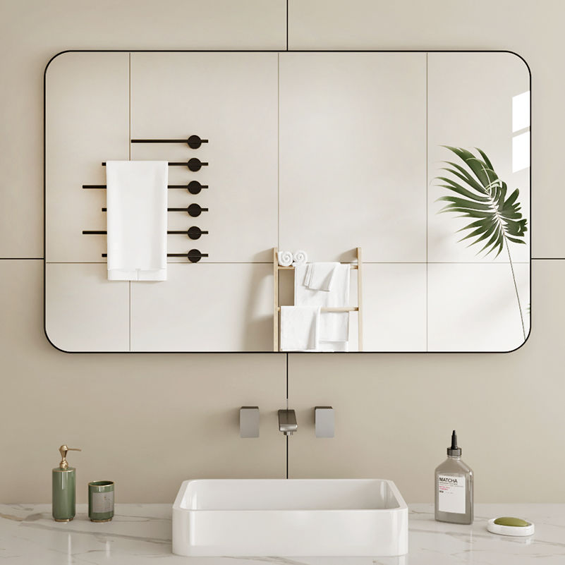 掛鏡壁鏡半身鏡 浴室鏡子貼墻打孔洗手間壁掛掛墻化妝鏡衛生間廁所可粘貼防爆衛浴