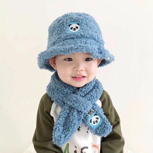 秋冬寶寶帽子保暖嬰兒漁夫帽男童女童可愛超萌盆帽兒童冬季圍脖套