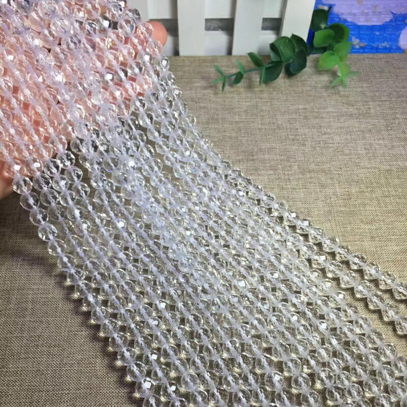 純天然白水晶64刻面切面散珠半成品 DIY手工串珠手鏈項鏈飾品配件