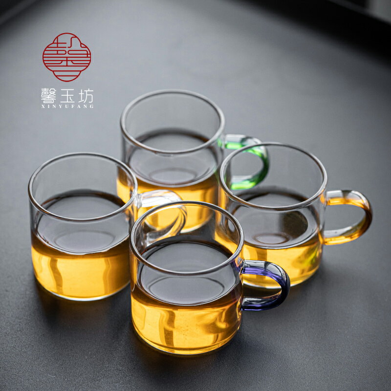 耐高溫玻璃小茶杯家用透明主人杯單杯子帶把品茗杯功夫茶具