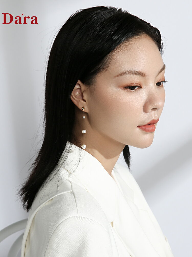 巴洛克淡水珍珠流蘇耳針女925銀針秋冬耳環年新款潮氣質耳飾