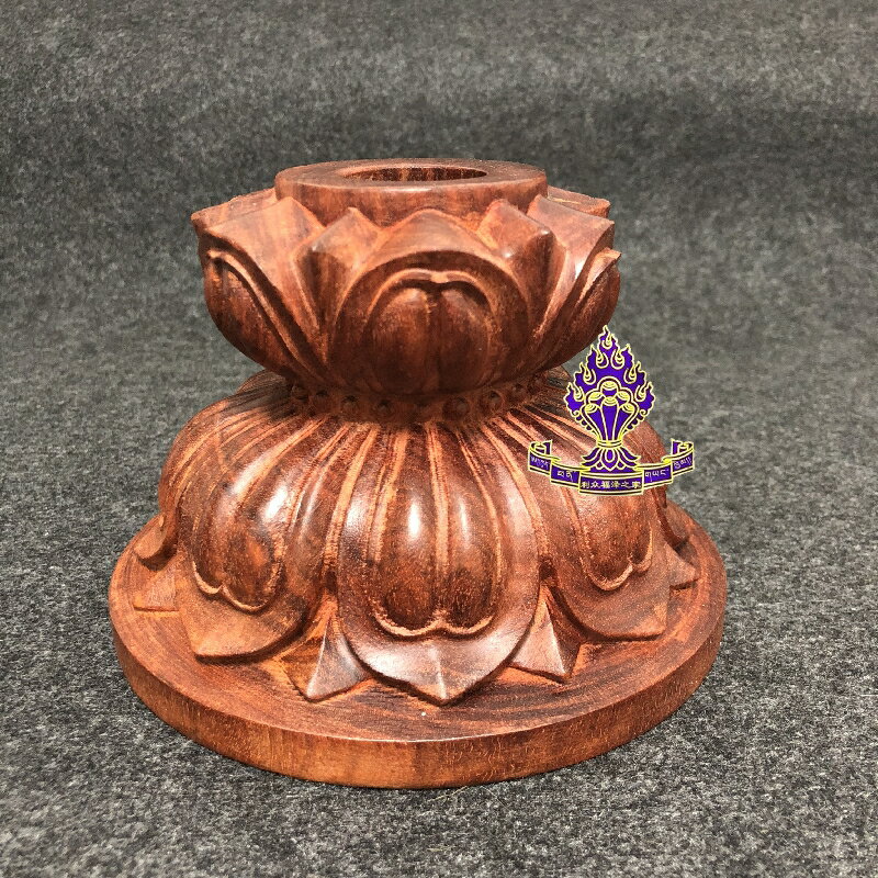 藏傳佛教用品 印度老料小葉紫檀 轉經筒蓮花底座 做工精美1入