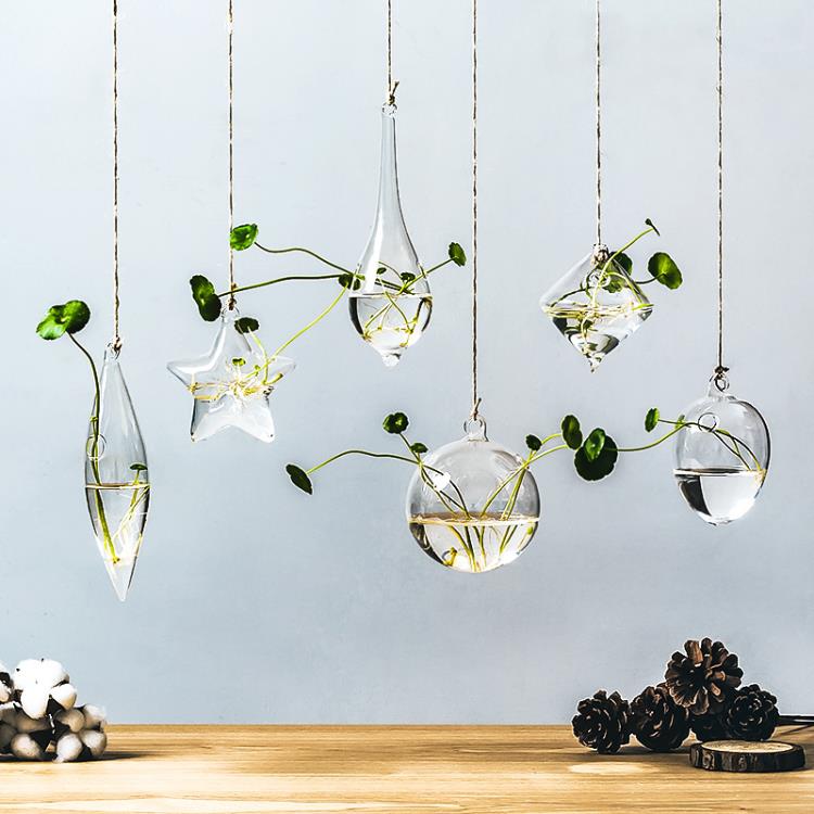 懸掛水培植物玻璃瓶綠植蘿掛件創意擺件裝飾器皿客廳壁掛上小花瓶