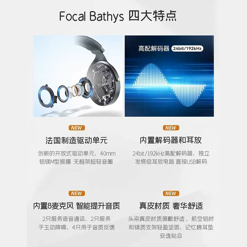 法國勁浪Focal Bathys深海潛艇降噪頭戴HIFI耳機