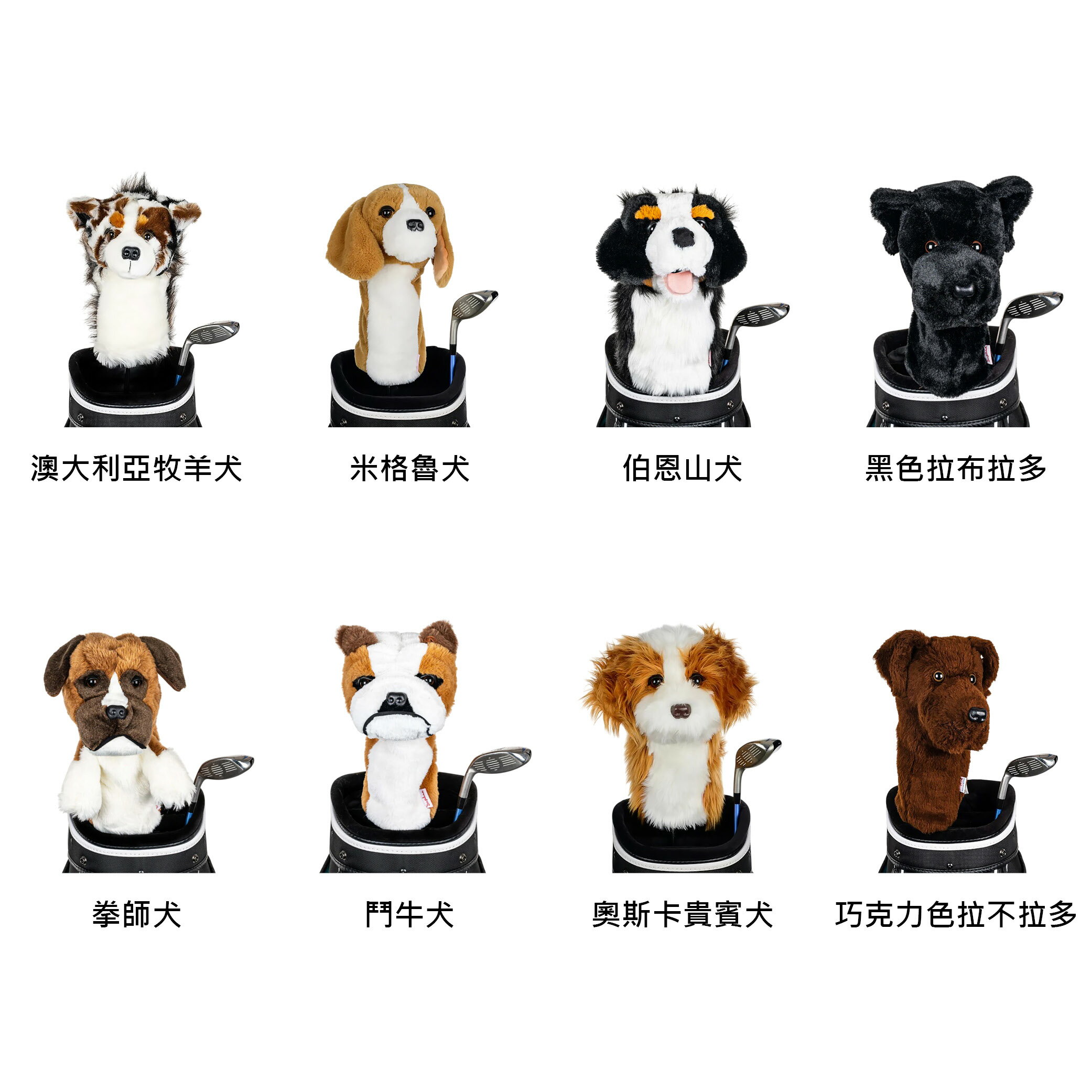 【Daphne's Headcovers】 狗狗系列-1 達芙妮高爾夫球頭套 澳大利亞牧羊犬、米格魯犬、伯恩山犬、黑色拉布拉多、拳師犬、鬥牛犬、奧斯卡貴賓犬、巧克力色拉布拉多 一號木桿套 美國原廠 【正元精密】