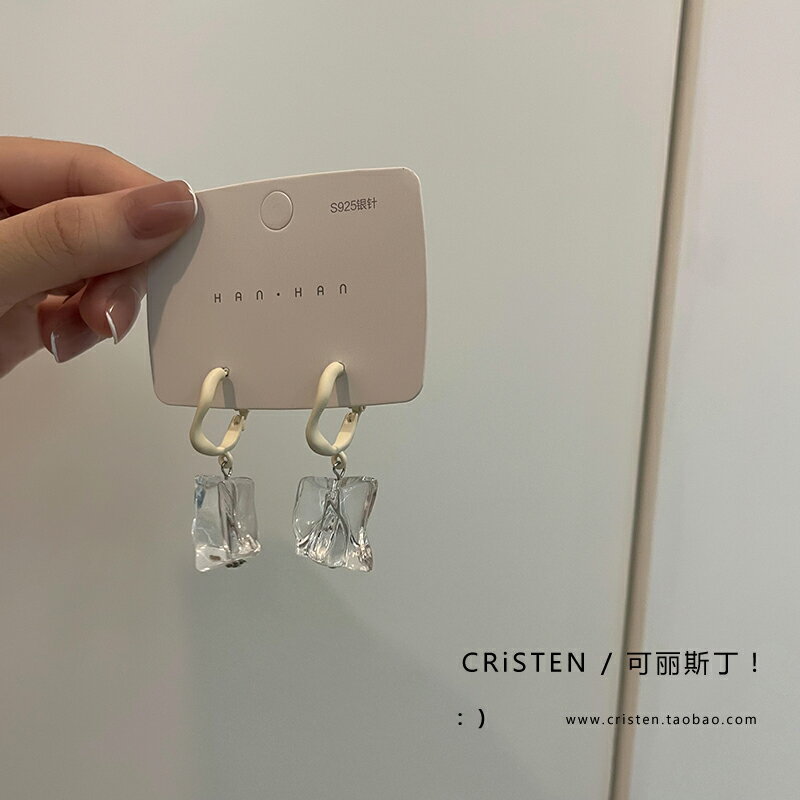 925銀針韓國不規則透明亞克力耳環ins風小眾設計感耳扣個性耳飾女