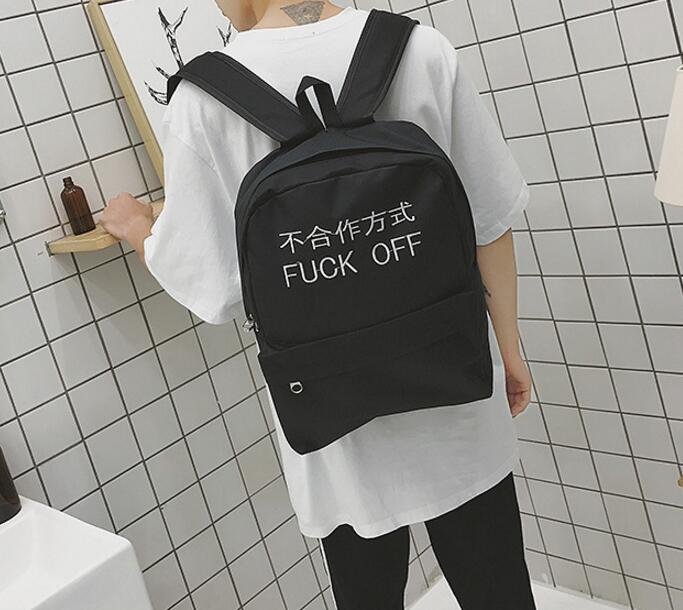FINDSENSE品牌 日系 黑色 時尚潮流 男 不合作方式刺繡 學生包 旅行背包 多用途背包 書包 後背包 肩背包