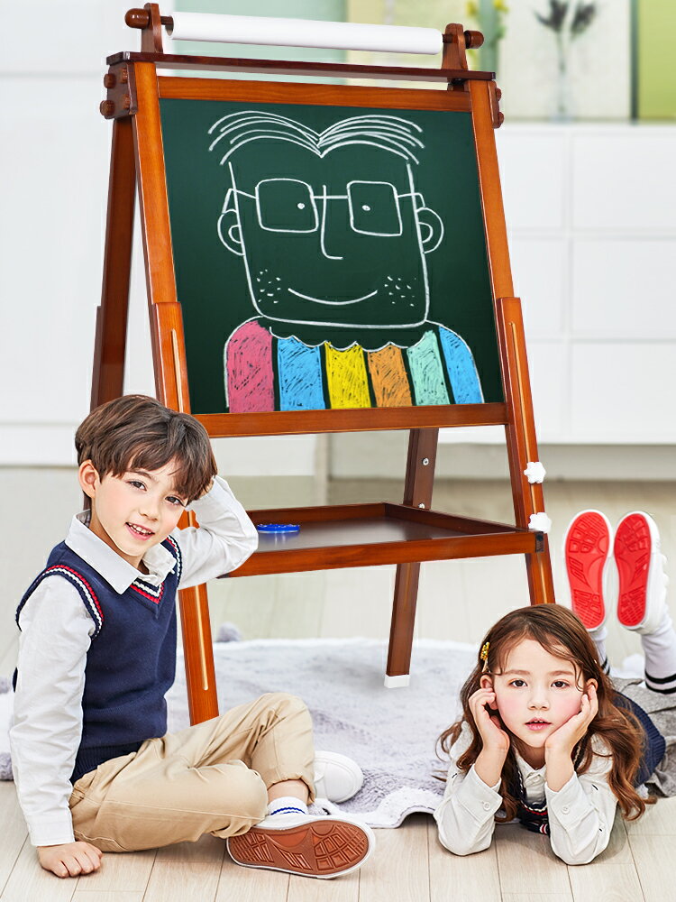 兒童雙面無塵畫畫板小黑板家用支架式幼兒寶寶涂鴉畫架磁性寫字板 森馬先生旗艦店