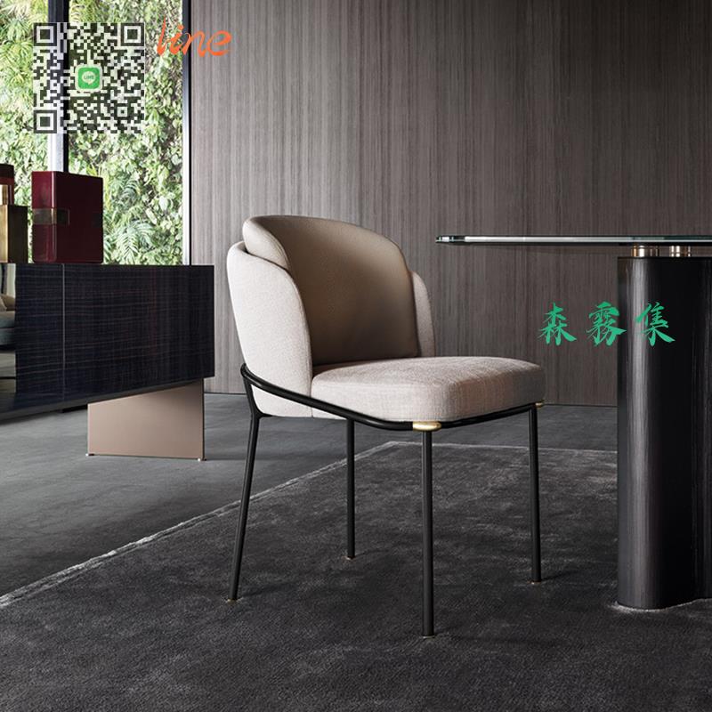 意式 極簡 碳素鋼布藝 北歐 后現代 簡約 家用 酒店 餐廳 咖啡廳 設計師 餐椅
