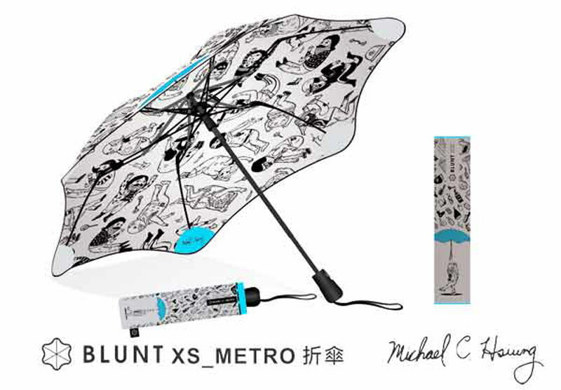 【鄉野情戶外專業】 Blunt |紐西蘭| Blunt Classic限量插畫聯名傘(大) 抗風雨傘 Blunt X MIchael C Hsiung-藍_BLT-C03-WH 